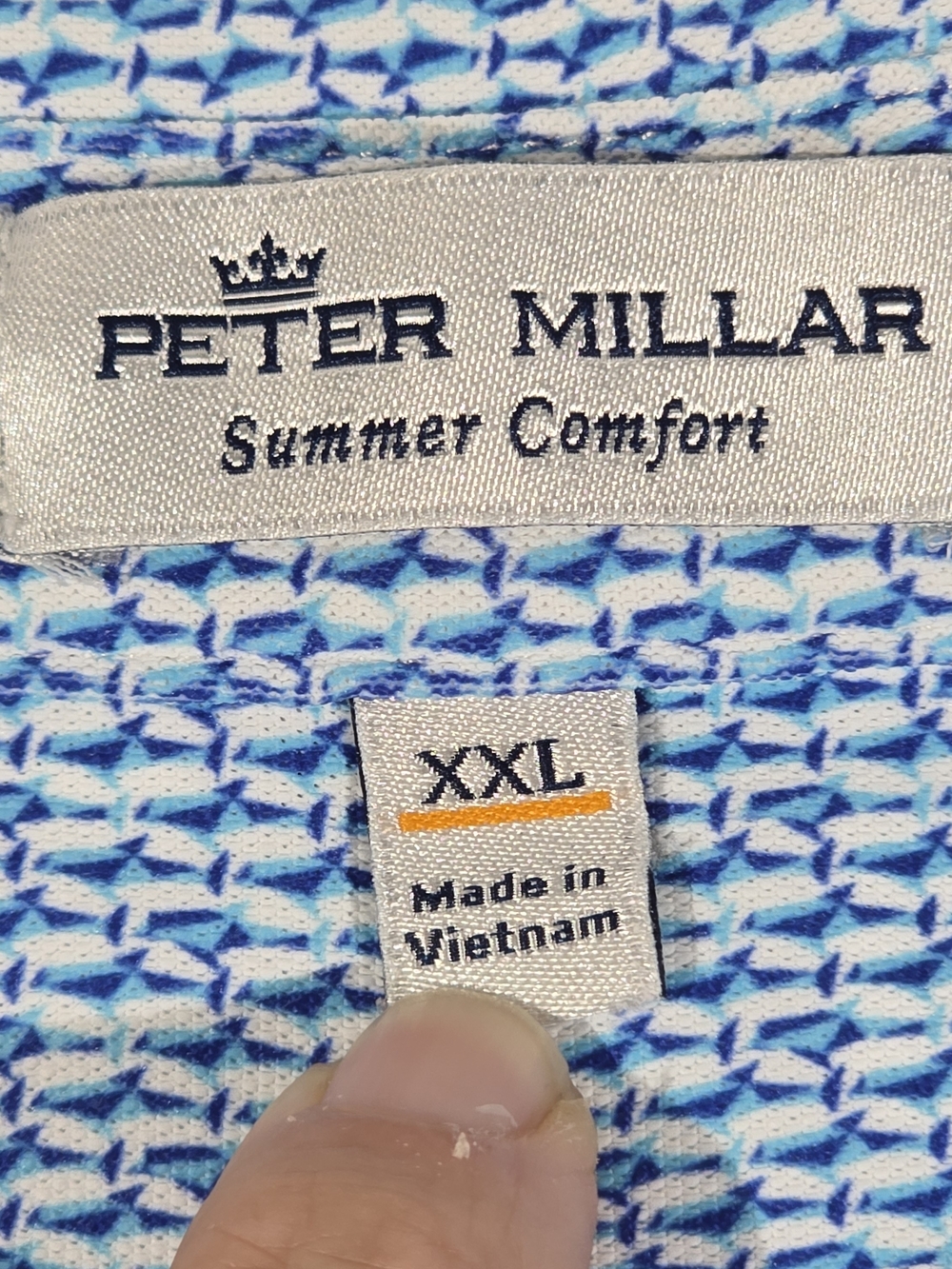Peter Millar Summer Comfort Polo - Blue & White Pattern